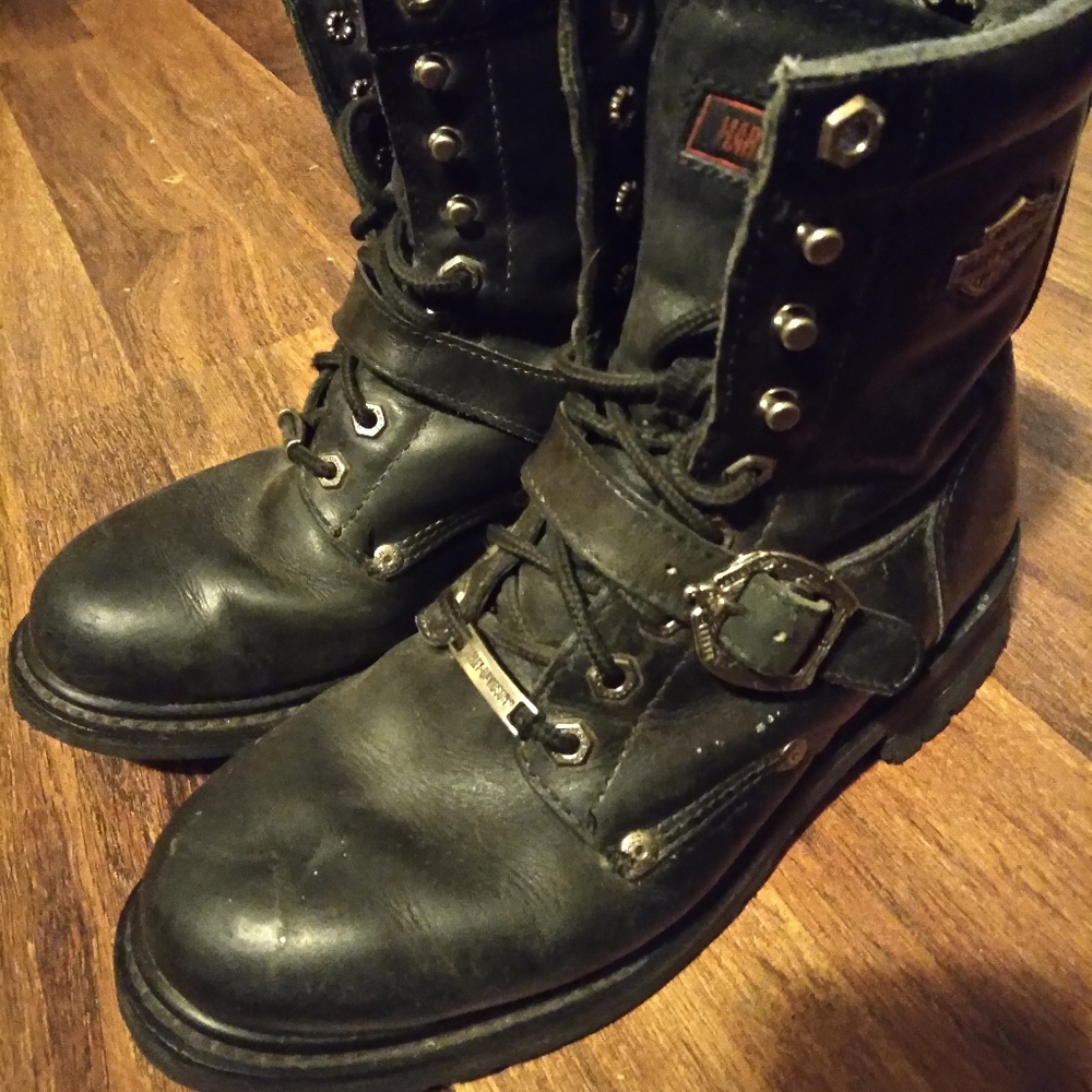 Harley Davidson Lace Up Boots with Buckle